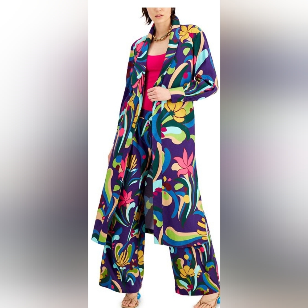 INC International Concepts floral wide leg pant and duster set